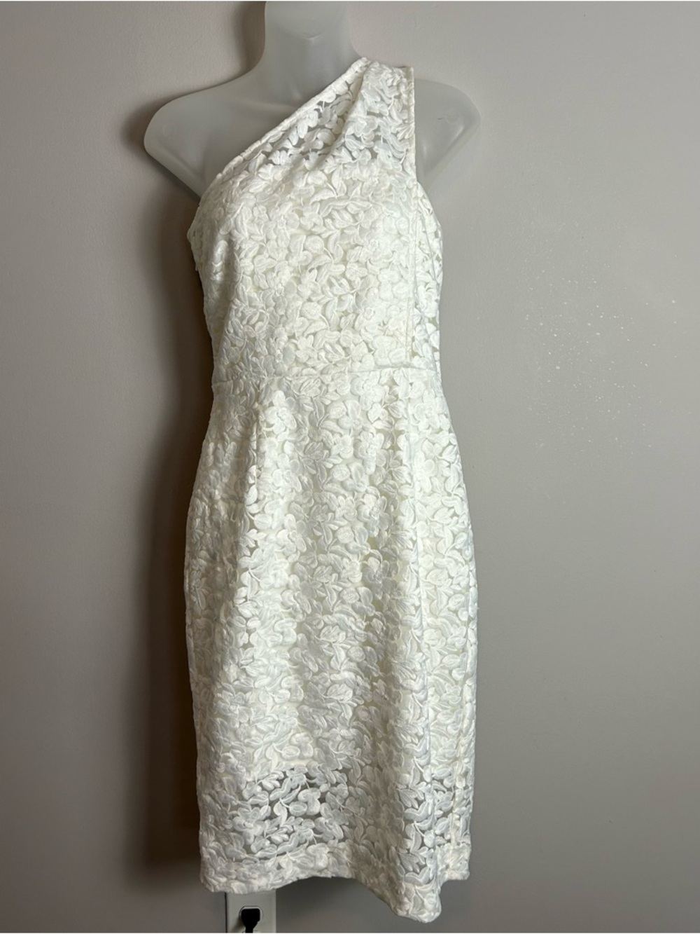 Reiss NWT Sophia One Shoulder White Lace Midi Dress Size 6 - Picture 4 of 16